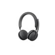 Wireless on-ear headphones 981001435 with padded headband, cushioned ear cups, and built-in microphone in dark gray finish - Front View