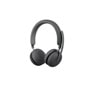 Wireless on-ear headphones 981001435 with padded headband, cushioned ear cups, and built-in microphone in dark gray finish - Front View