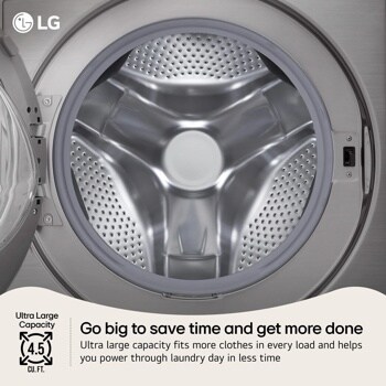 LG WM3400CV Washer interior with ultra large 4.5 cu.ft. capacity and open door Interior View