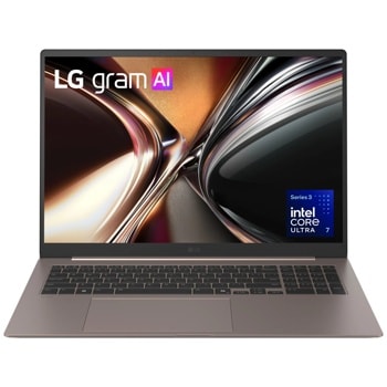 LG Gram 17Z90UB-H.AU76U3 Laptop with Intel Core Ultra 7 processor displaying LG gram AI logo on screen - Front View