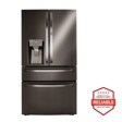 Front view of the 30 cu. ft. Smart Refrigerator with Craft Ice™ - LRMDS3006D. Includes a graphic logo that says, Brought to you by America’s Most Reliable Line of Appliances.
