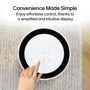 LG AS351GW30 Air Purifier with simplified control panel showing Air Quality indicator and finger touching Speed button - Top View