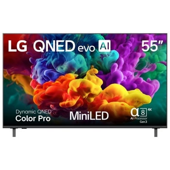 55-Inch LG QNED evo AI 4K TV 55QNED84BUA with Dynamic QNED Color Pro and MiniLED technology - Front View1