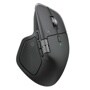 Logitech 910007616 wireless ergonomic mouse with scroll wheel, side buttons, textured grip, and green indicator light