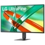 LG 32U700B-B UltraFine Monitor with adjustable stand displaying vibrant abstract graphics - Front View