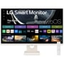 LG 27U511SA-W Smart Monitor with webOS interface displaying streaming apps and remote control - Front View