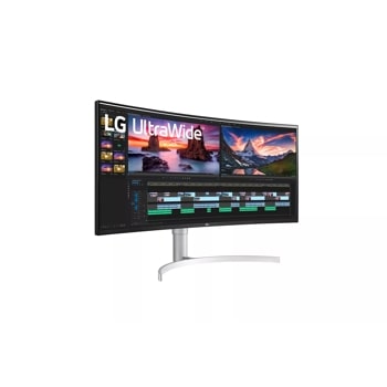 LG 38WN95C-W 38 inch Ultrawide Curved Monitor left side angle view

