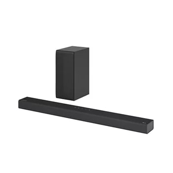 LG S65Q 3.1 Wireless Soundbar with subwoofer side angle view