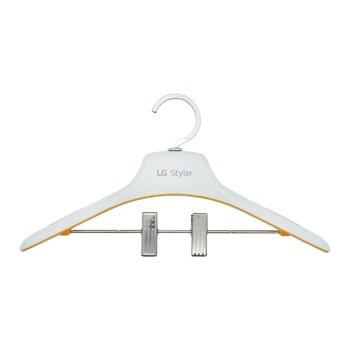 LG Styler clothing hanger with clips Front View