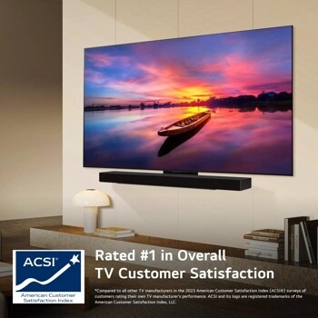 LG TV lifestyle image communicating LG TVs are rated #1 in overall customer satisfaction according to the American Customer Satisfaction Index