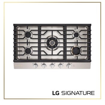 LG CBGU3639X Gas Cooktop with 5 Burners in Stainless Steel - Top View