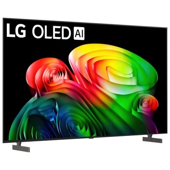 77-Inch LG OLED AI 4K TV OLED77B6GUA displaying vibrant colorful spiral patterns against black background - Side Angle