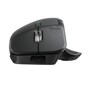 Logitech 910007616 wireless mouse with ergonomic design featuring scroll wheel, green indicator light, and USB-C charging port - Side View