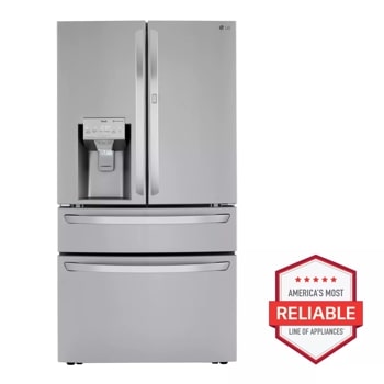 LG LRMDS3006S 30 cu. ft. french door refrigerator with craft ice maker front view with right door slightly open