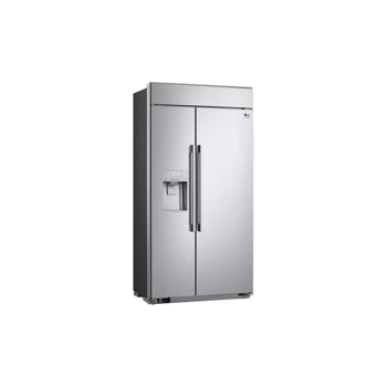 lg studio 26 cu. ft. built in refrigerator left side angle view