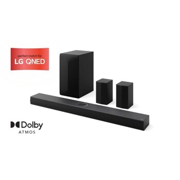 LG S70TR Soundbar system with subwoofer and rear speakers featuring Dolby Atmos and perfect match for LG QNED - Front View