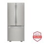 Front view of the 22 cu. ft. 30-inch Wide French Door Refrigerator - Stainless Steel - LFCS22520S. Includes a graphic logo that says, Brought to you by America’s Most Reliable Line of Appliances.