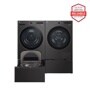 5.0 cu. ft. Front Load Washer and 7.8 cu.ft. Heat Pump Ventless Dryer with pedestal washer and drawer in Black Steel WM6700HBA_DLHC5502B_WD300CB_WDP6B