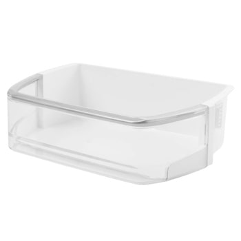 LG AAP73252202 refrigerator door bin with clear plastic construction and white trim1