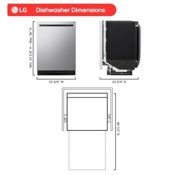 LG LDNPQ445S Top Control Dishwasher Dimensions