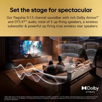 S95TR LG Home Theater Soundbar with Dolby Atmos® and Rear Speakers, 9.1.5 channel, Best OLED matching