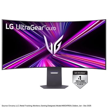 LG 45GX950A-B 45-Inch UltraGear OLED Gaming Monitor Number 1 Selling Gaming Monitor in the US - Front View