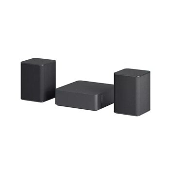 LG SPQ8S Soundbar with rear speakers right side angle view