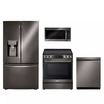 LG LGSTUDRECOHOWODW001 5 Piece Kitchen Appliances Package with French Door  Refrigerator and Dishwasher in Black Stainless Steel