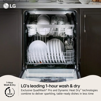 Smart FlushFit™ Top Control Dishwasher with 1-Hour Wash & Dry, QuadWash® Pro, TrueSteam® and Dynamic Heat Dry™ w/AutoVent Dry™