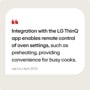 LDEL7324SE Range infographic showing LG ThinQ app integration for remote control of oven settings like preheating for busy cooks