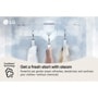S3WFBN LG Styler Steam Closet TrueSteam Technology infographic showing steam refreshing garments on hangers