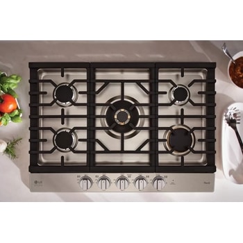 CBGJ3627S LG Appliances 36 Smart Gas Cooktop with UltraHeat™ 22K BTU Dual  Burner and LED Knobs