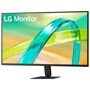 LG 32U401B-B Monitor displaying vibrant gradient screen with abstract curved design - Front View