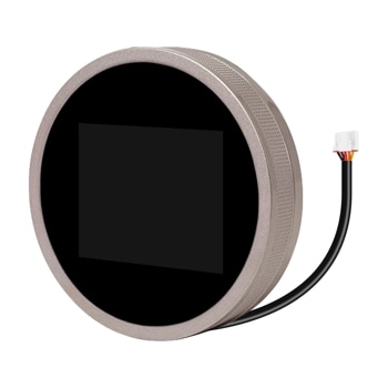 LG AEZ75994952 laundry accessory with circular design, textured metal rim, black display screen, and attached cable with white connector1