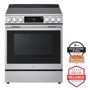 LG LSEL6337XE Range with Pizza Stone and Peel Included badge and Brought to You by Americas Most Reliable Line of Appliances badge - Front View