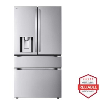 LG LF29H8330S French Door Refrigerator with America's Most Reliable line of appliances badge Front View