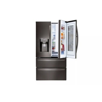 28 cu. ft. instaview door in door refrigerator front view with right door slightly open