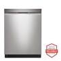 Front view of the Smart Dishwasher with QuadWash™ and Adjustable 3rd Rack, 44dB - LDPN6761T. Includes a graphic logo that says, Brought to you by America’s Most Reliable Line of Appliances.