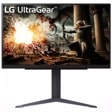LG 27GS75Q-B UltraGear Gaming Monitor displaying fantasy game scene with dragon and warrior - Front View