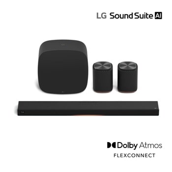 LG M7-P2_H7_W7 Sound Suite AI complete home audio system with Soundbar, subwoofer and two wireless speakers featuring Dolby Atmos - Front View