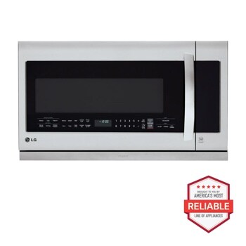 Front view of the 2.2 cu. ft. Over-the-Range Microwave Oven with EasyClean® - LMHM2237ST. Includes a graphic logo that says, Brought to you by America’s Most Reliable Line of Appliances.