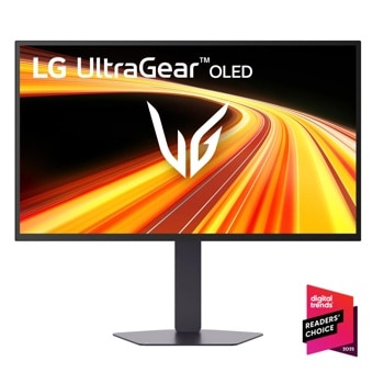 LG 27GX790B-B 27 Monitor – Front View with Digitial Trends Readers Choice Awards Badge