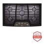 Front view of the 36'' Gas Cooktop with SuperBoil™ - LCG3611BD. Includes a graphic logo that says, Brought to you by America’s Most Reliable Line of Appliances.
