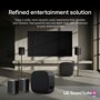 LG M7-P2_W7 Sound Suite AI home theater system with wireless rear speakers and subwoofer in modern living room