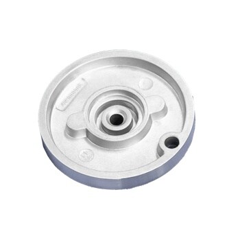 MBE62423801 circular metal cooking accessory component with central mounting hole and silver aluminum finish