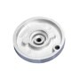 MBE62423801 circular metal cooking accessory component with central mounting hole and silver aluminum finish