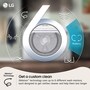LG WT6485CW Washer 6Motion Technology infographic showing six wash motions including rubbing for custom cleaning