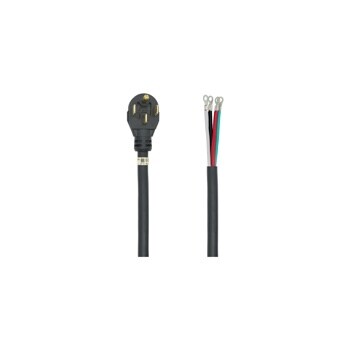 AGF04191001 Range Power Cord with 4-prong plug on right side and exposed color-coded wires on left side