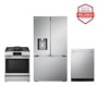 LG LRYXC2606S_LSGL6337X_LDNTH753S kitchen package with gas range, refrigerator, and dishwasher, America's Most Reliable line of appliances Front View