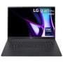 LG Gram 16Z90SP-A.ADB9U1 Laptop with OLED display and Intel Core Ultra processor showing keyboard and purple abstract screen - Front View